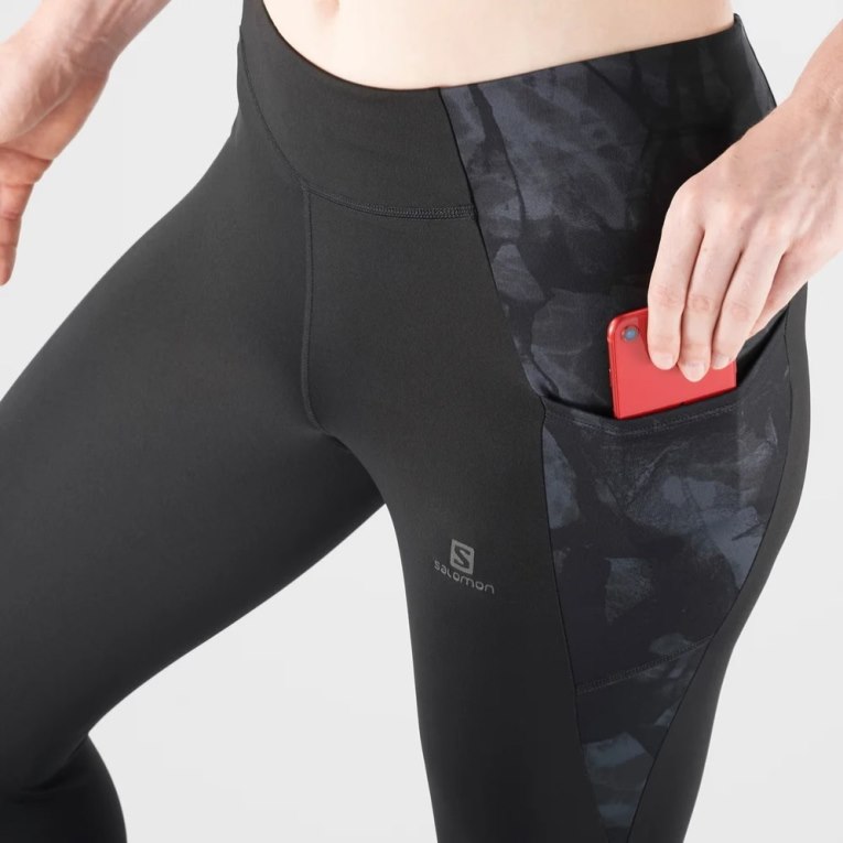 Black Salomon Cross Run 25'' Women's Running Tights | IE PE2974